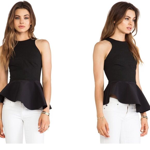 NICHOLAS Tops - NWT Nicholas Black Peplum Top Sz 4 XS S Ponti Asymmetrical Angled Sexy Feminine